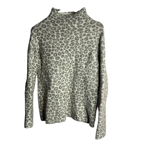 Christian Siriano Mock Turtleneck Sweater XS wool blend leopard print pullover - Picture 1 of 6